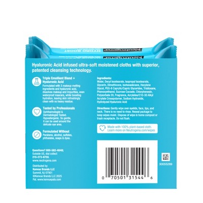Neutrogena Hydro Boost Facial Cleanser Wipes 50ct - Imperfect Box