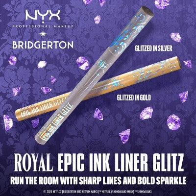 NYX Professional Makeup Bridgerton Royal Epic Ink Glitz Metallic Eyeliner Glitzed In Silver 0.03 fl oz - Imperfect Box