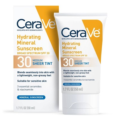 CeraVe Hydrating Mineral Tinted Face Sunscreen Lotion SPF 30 Medium 1.7 fl oz - Missing Box