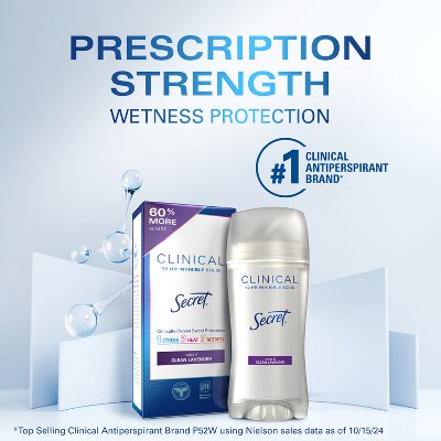 Secret Clinical Invisible Solid Antiperspirant & Deodorant Clean Lavender 2.6oz - Imperfect Box