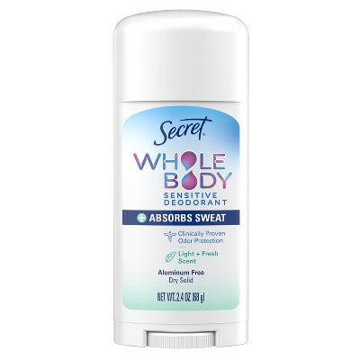Secret Dry Feel Whole Body Deodorant - Light & Fresh 2.4oz - New