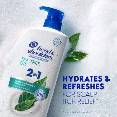 Head & Shoulders 2-in-1 Dandruff Shampoo and Conditioner, Anti-Dandruff Treatment, Tea Tree Oil for Daily Use, Paraben-Free 28.2 fl oz - Imperfect Container