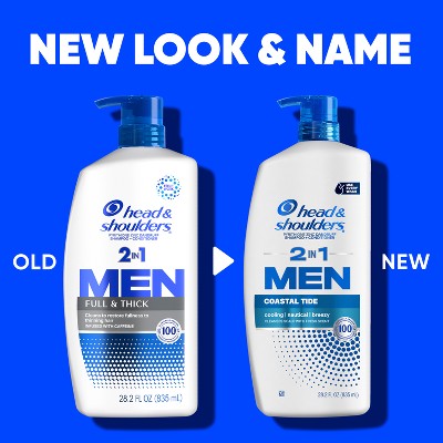 Head & Shoulders Men's 2-in-1 Shampoo and Conditioner, Anti-Dandruff Treatment, Full Thick for Daily Use, Paraben-Free 28.2 fl oz - Imperfect Container