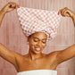 Kitsch Satin Lined Flexi Shower Cap Terracotta Checker - Imperfect Box