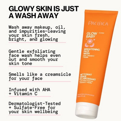 Pacifica Glow Baby Brightening Face Wash Orange 5 fl oz - Imperfect Container