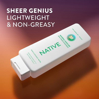 Native Mineral Sunscreen with Zinc Oxide Pear & Coconut Water SPF 30 7oz - Imperfect Container