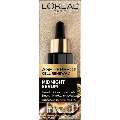 L'Oreal Paris Age Perfect Cell Renewal Midnight Serum Anti-Aging Complex 1 fl oz - Imperfect Box
