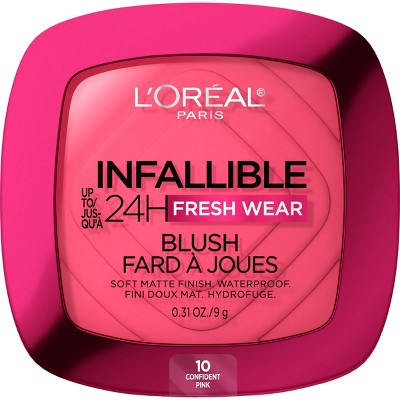 L'Oreal Paris Infallible Up to 24H Fresh Wear Blush Powder 10 Confident Pink 0.31oz - New