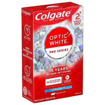Colgate Optic White Pro Series Express White Teeth Whitening Toothpaste with 5% Hydrogen Peroxide 3oz/2pk - Imperfect Box
