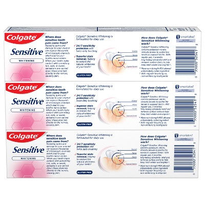 Colgate Sensitive Toothpaste Maximum Strength with Whitening Fresh Mint Gel 6oz/3pk - Imperfect Box