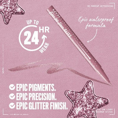 NYX Professional Makeup Epic Wear Glitz Waterproof Metallic Liquid Eyeliner Shimmer Stitch 0.03fl oz - Imperfect Box