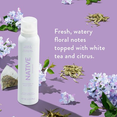 Native Spray Deodorant for Women & Men Lilac & White Tea Aluminum-Free 3.5oz - Imperfect Container