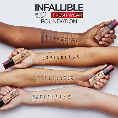 L'Oreal Paris Infallible 32HR Fresh Wear Foundation SPF 25 490 Golden Amber 1 fl oz - New