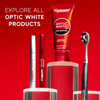 Colgate Optic White Overnight Teeth Stain Remover, 21 Nightly Treatments, Hydrogen Peroxide Teeth Whitening Pen Gel 0.08 fl oz - Imperfect Box