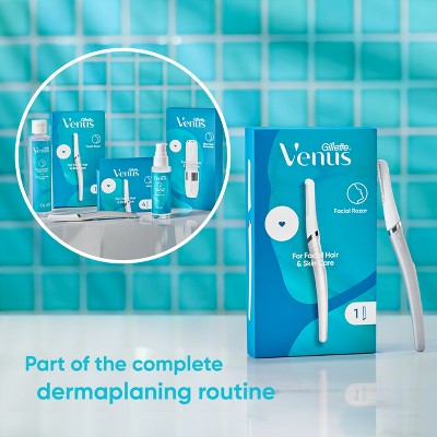 Venus for Facial Hair & Skin Care Exfoliating Dermaplaning Razor + 2 Blade Refills Starter Kit 3ct - New