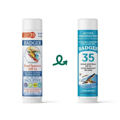 Badger Sport Mineral Sunscreen Face Stick SPF 35 0.65oz - New
