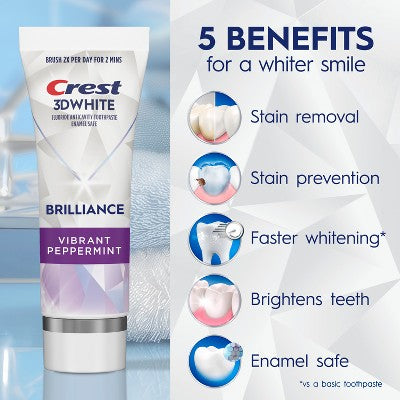 Crest 3D White Brilliance Vibrant Toothpaste Peppermint 4.6oz/3pk - Imperfect Box