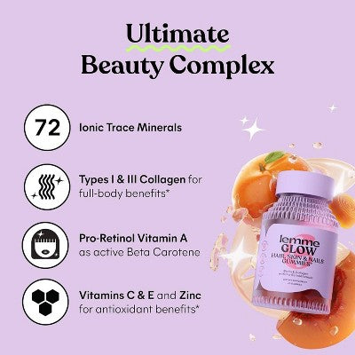 Lemme Glow Collagen Gummies Peach Flavored 60ct - Imperfect Container
