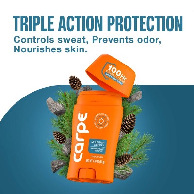 Carpe Men's 100HR Sweat & Odor Control Antiperspirant Deodorant Mountain Breeze 1.76oz - Imperfect Container