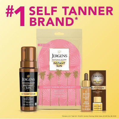 Jergens Glow Instant Moisturizing Self Tanner Tanning Foam Ultra Deep 6 fl oz - New