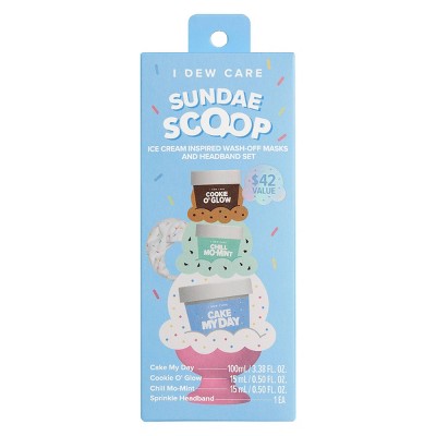 I DEW CARE Wash Off Mask & Headband Set Sundae Scoop 4ct - Imperfect Box