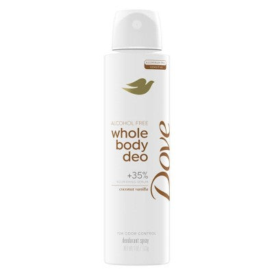 Dove Beauty Whole Body Deodorant Spray Coconut Vanilla 4oz - Imperfect Container