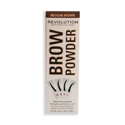 Makeup Revolution Brow Powder Stamp & Stencil Medium Brown 0.02oz - New