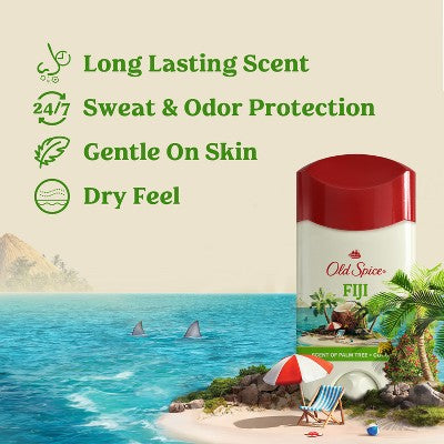 Old Spice Men's Antiperspirant & Deodorant Fiji with Palm Tree 2.6oz/3pk - New