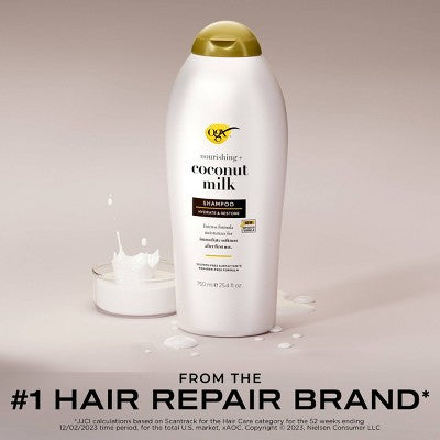 OGX Nourishing Coconut Milk Moisturizing Shampoo 25.4 fl oz - Imperfect Container