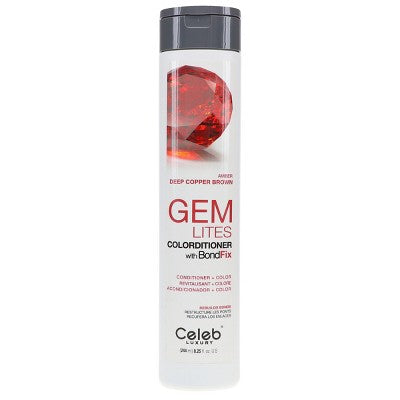 Celeb Luxury Gem Lites Colorditioner with BondFix Amber Deep Copper Brown 8.25 oz - New