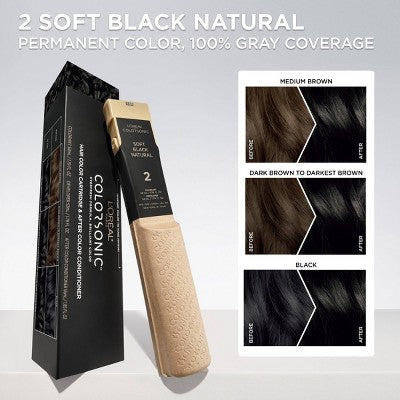 L'Oreal Paris Colorsonic Permanent Hair Color Cartridge Soft Black Natural 2 - Imperfect Box