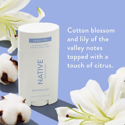 Native Sensitive Solid Deodorant Cotton & Lily  2.65oz - New