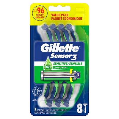 Gillette Sensor3 Sensitive Men's Disposable Razors 8ct - Imperfect Box
