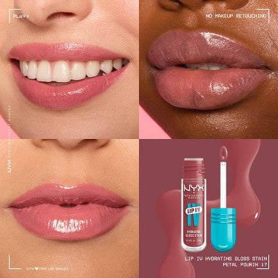 NYX Professional Makeup Lip IV Hydrating Lip Gloss Stain Petal Pourin 0.16 fl oz - New