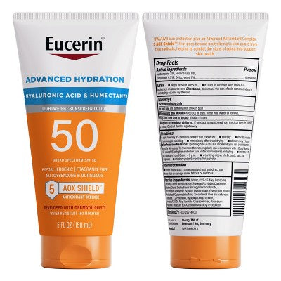 Eucerin Advanced Hydration Sunscreen Lotion SPF 50 5 fl oz - New
