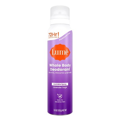 Lume Whole Body Deodorant Spray Lavender 3.6oz - Imperfect Container