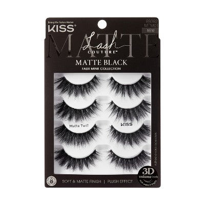 Kiss Lash Couture Matte Black False Eyelashes Matte Twill Lashes 4ct - Imperfect Box
