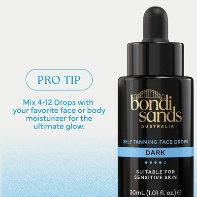 Bondi Sands Self Tanning Drops for Face and Body Dark 1.01 fl oz - Imperfect Container