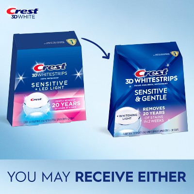 Crest 3DWhitestrips Sensitive + LED Light At-Home Teeth Whitening Kit 14 Treatments - Imperfect Box
