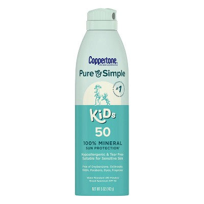 Coppertone Pure & Simple Kid's Sunscreen Spray SPF 50 5oz - Imperfect Container