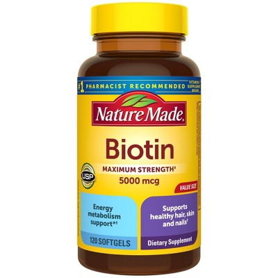 Nature Made Maximum Strength Biotin 5000 mcg Softgels 120ct - New