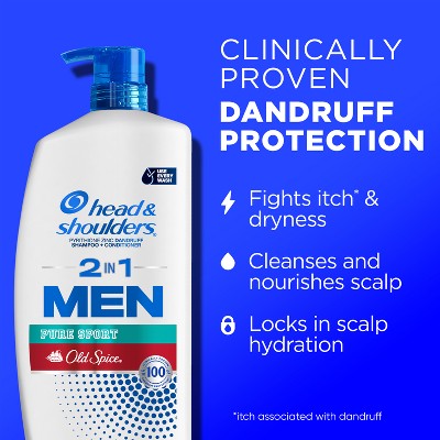 Head & Shoulders Men's 2-in-1 Shampoo and Conditioner, Anti-Dandruff Treatment, Old Spice Pure Sport for Daily Use, Paraben-Free 28.2 fl oz - Imperfect Container