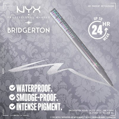 NYX Professional Makeup Bridgerton Royal Epic Ink Glitz Metallic Eyeliner Glitzed In Silver 0.03 fl oz - Imperfect Box
