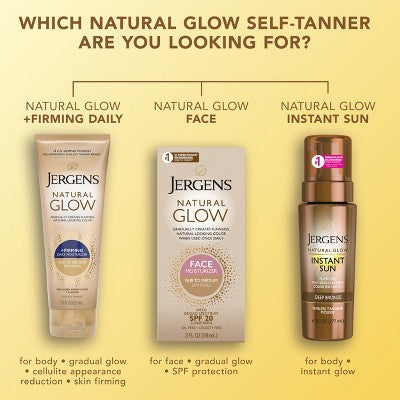 Jergens Natural Glow Skin Firming Moisturizer + Sunless Self Tanning Lotion Fair to Medium 7.5 fl oz - New