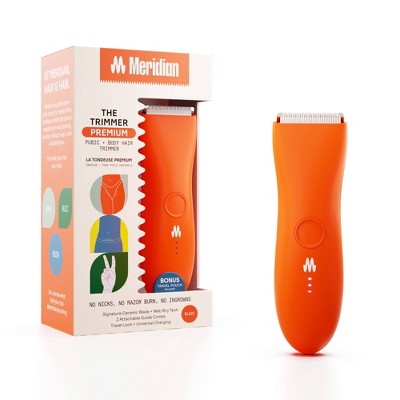 Meridian Trimmer Premium Pubic & Body Hair Trimmer for Men & Women Below-the-Belt Groomer, Ball Trimmer, Bikini Trimmer, Bonus Pouch Blaze - Imperfect Box