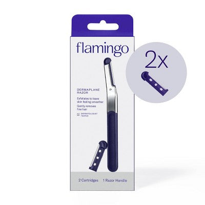 Flamingo Dermaplane Razor 1 Razor Handle 2 Refill Cartridges - Imperfect Box