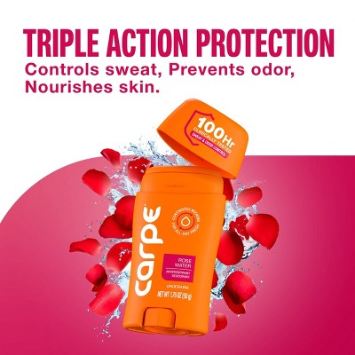 Carpe Women's 100HR Sweat & Odor Control Antiperspirant Deodorant Rose Water 1.76oz - Imperfect Container