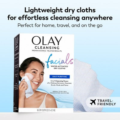 Olay Daily Facials Face Cleansing Wipes Makeup Remover Unscented 66ct - Imperfect Box