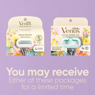 Rifle Paper Co. + Venus Deluxe Smooth Sensitive Razor Blade Refills 4ct - Imperfect Box