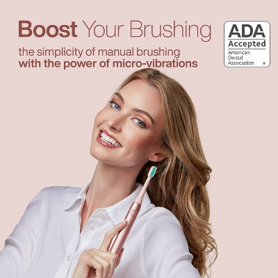 AquaSonic Icon Rechargeable Electric Toothbrush Magnetic Holder, Slim Travel Case, 2 Brushing Modes, Timer Pink - Imperfect Box